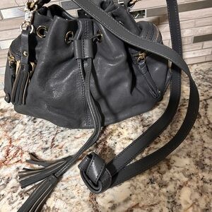 Hayden harnet Gray soft Leather Bucket Bag